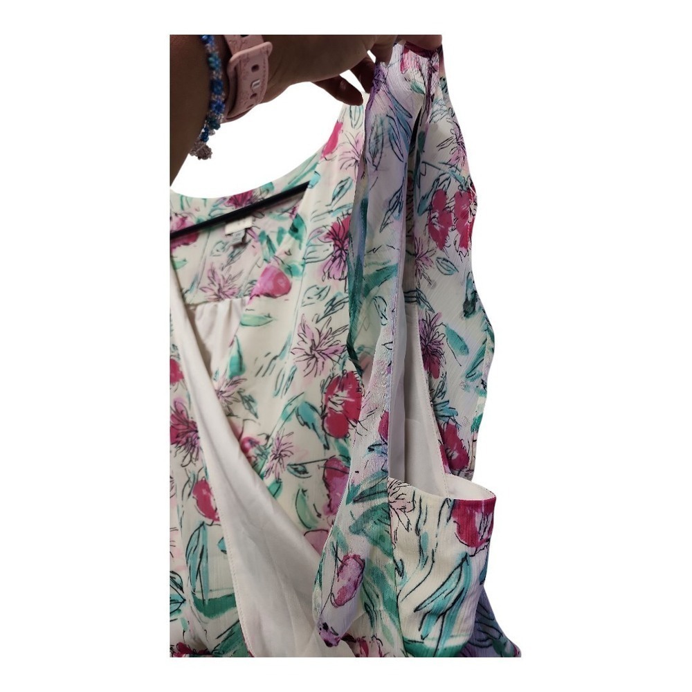 A New Day Floral Peach Print Dress 2X | Women’s Casual Plus Size Outfit - Picture 3 of 13